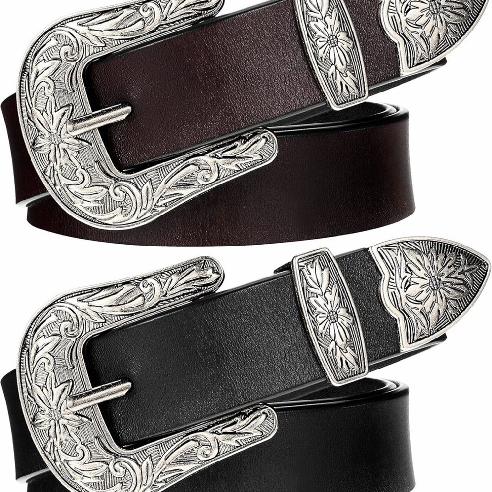 NIB Ssumday 2 Pack Women’s Western Belts Leather Adjustable Sz XL